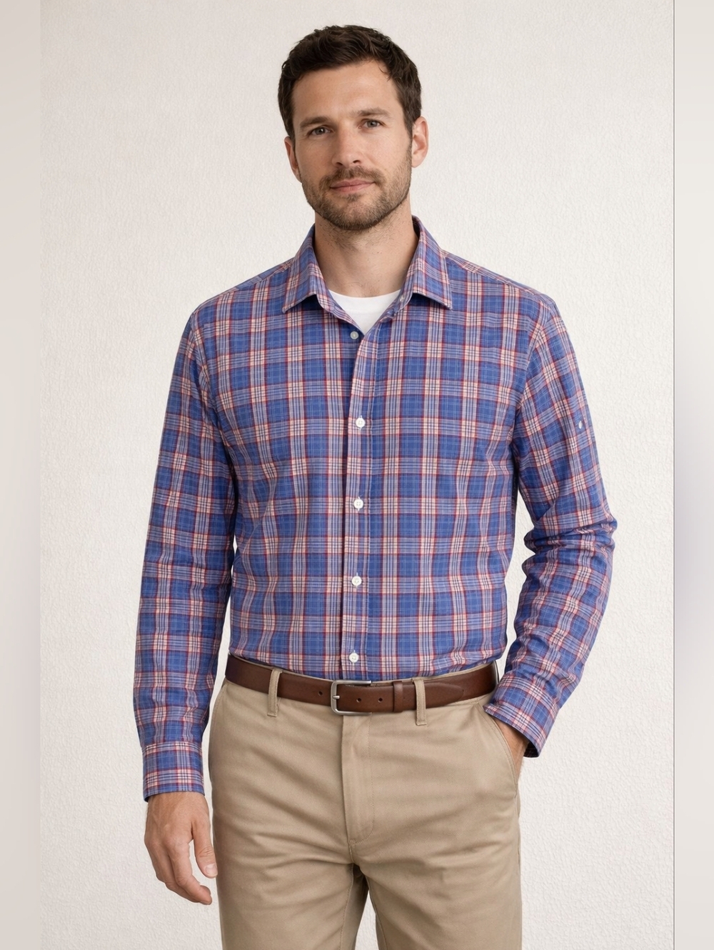 Banana Republic Plaid Button Down Shirt Men XL Blue Red Casual - Picture 7 of 8